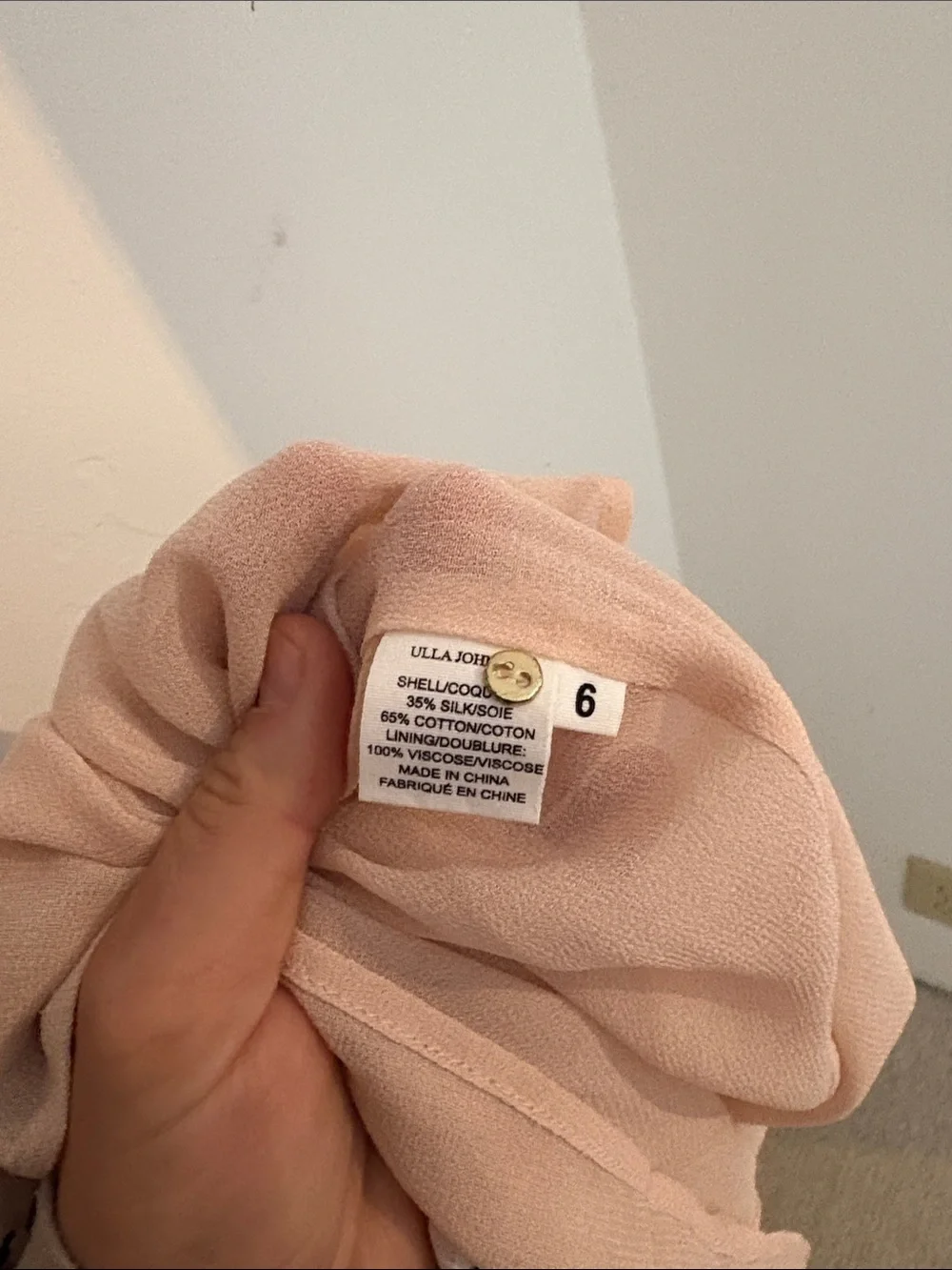 Ulla Johnson Blush Pink Midi Dress with Black Floral Motif - Picture 4 of 4